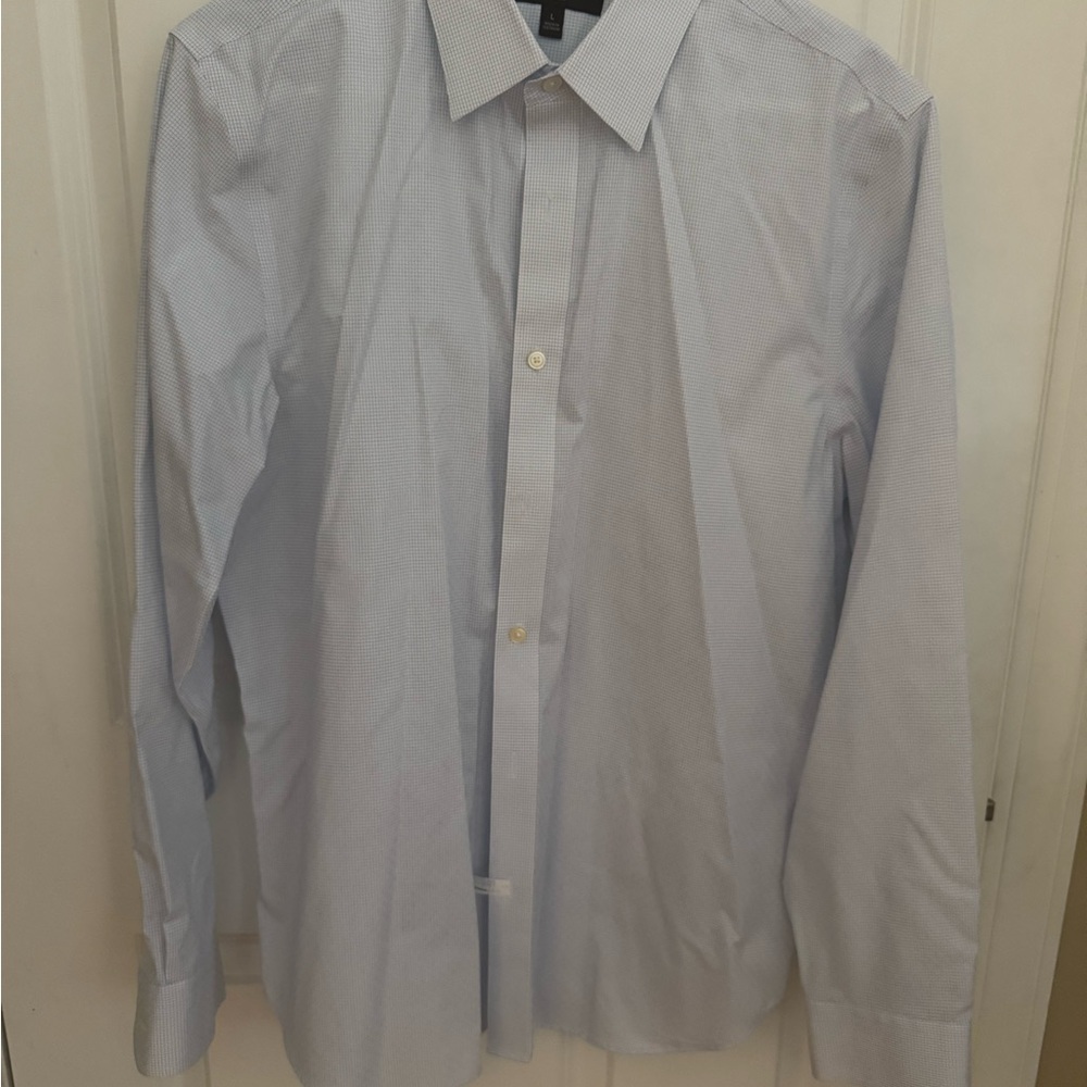 Banana Republic Sky Blue and White Checked Dress Shirt